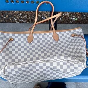 Louis Vuitton Checkered Tote - Cream and Tan